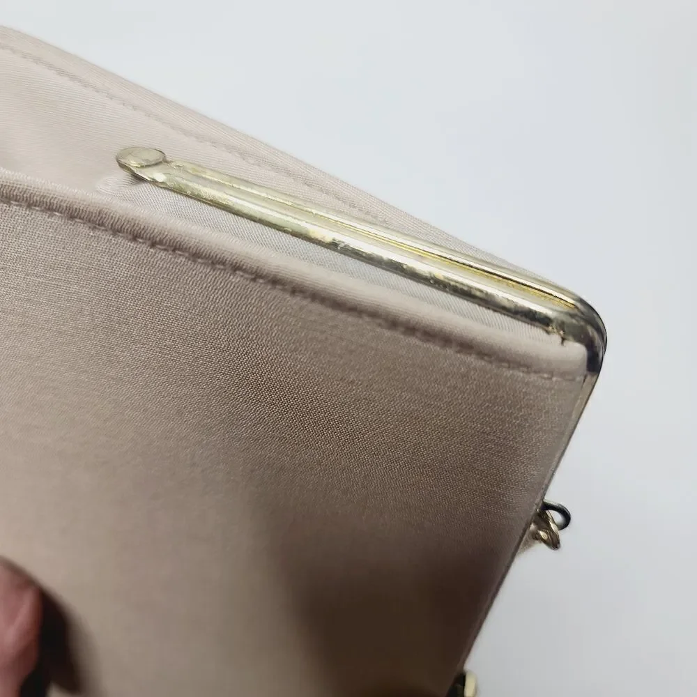 Vintage Classic Beige Neutral Structured Formal Evening Purse - Picture 13 of 16